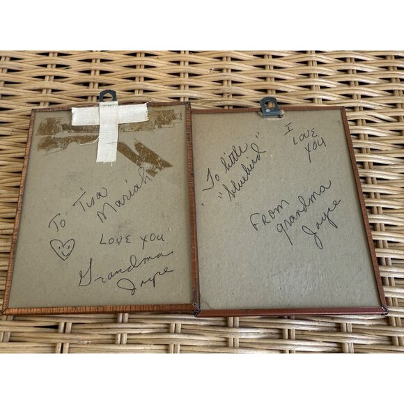 Vintage 40's Pair Silhouette Convex Glass Pictures Reverse Painted 5x4" - Picture 10 of 10